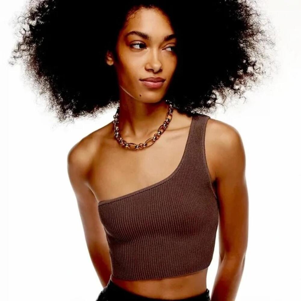 Aritzia Babaton Sculpt One-shoulder Crop Tank - XS - Brown